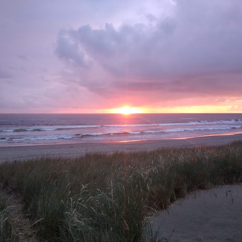 Sunset over a beach at the Pacific Ocean